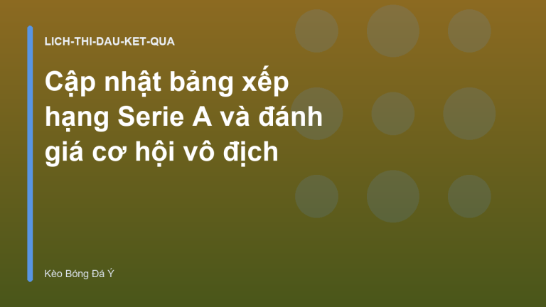 Cập nhật bảng xếp hạng Serie A và đánh giá cơ hội vô địch